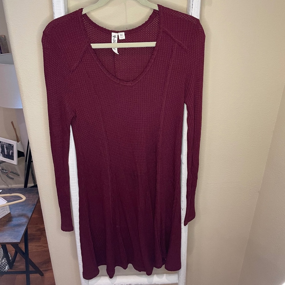 Maroon Long Sleeve Dress